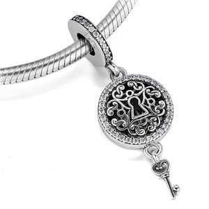 Pandora Regal Love Key Dangle Charm 797660CZ Retired Sterling Silver Locket Key